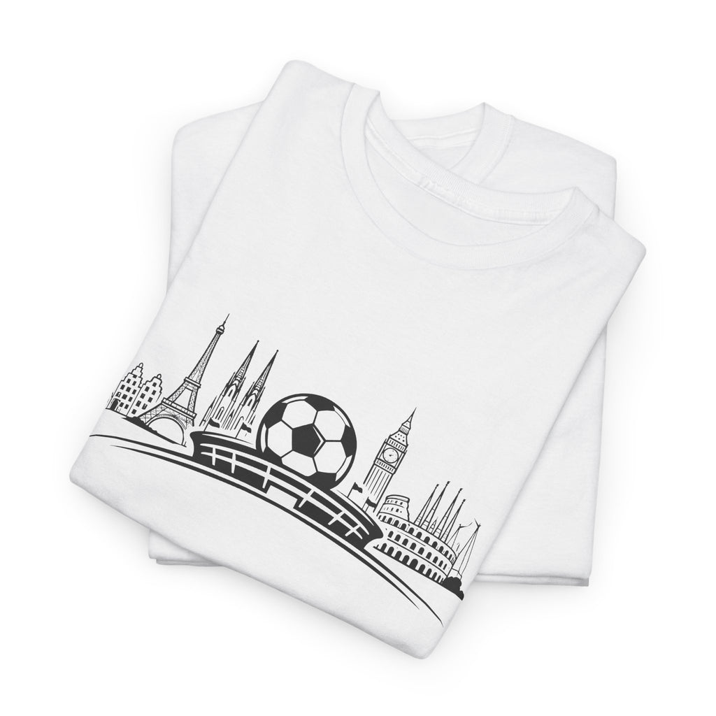 Soccer Stadium Skyline T‑Shirt — City Landmark Football Graphic Tee