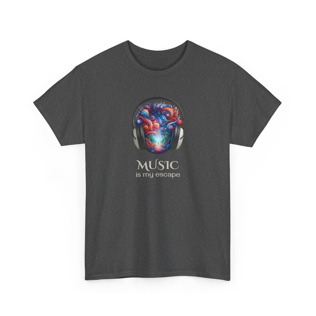 Music Is My Escape T-Shirt — Colorful Headphone Art Tee