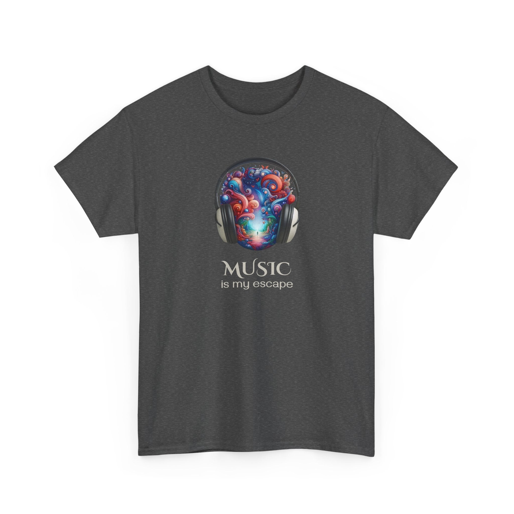 Music Is My Escape T-Shirt — Colorful Headphone Art Tee