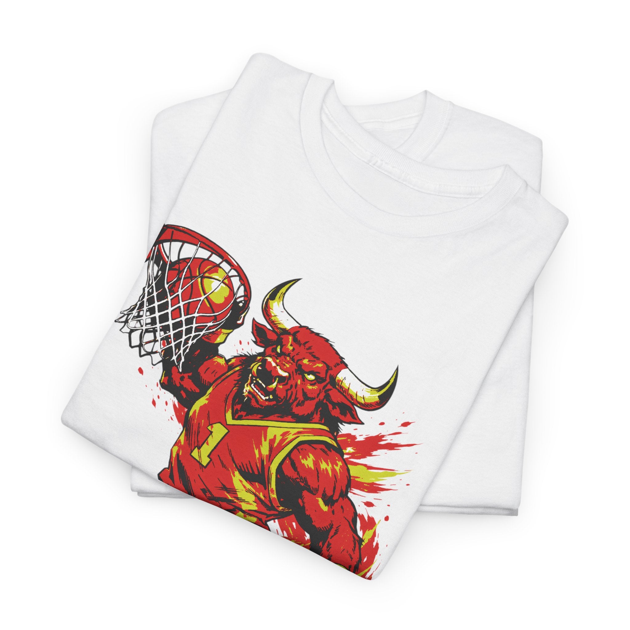 Basketball Bull Graphic Tee — Fierce Red Basketball Player Shirt