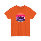 Woman Ride Horse Sunset T-Shirt — Retro Silhouette Beach Vibe Tee