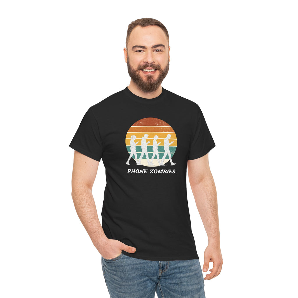 Retro Walking Silhouette T‑Shirt - Smartphone Zombies