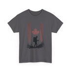 Hiking Canada T‑Shirt — Maple Leaf Backpacker Silhouette Tee