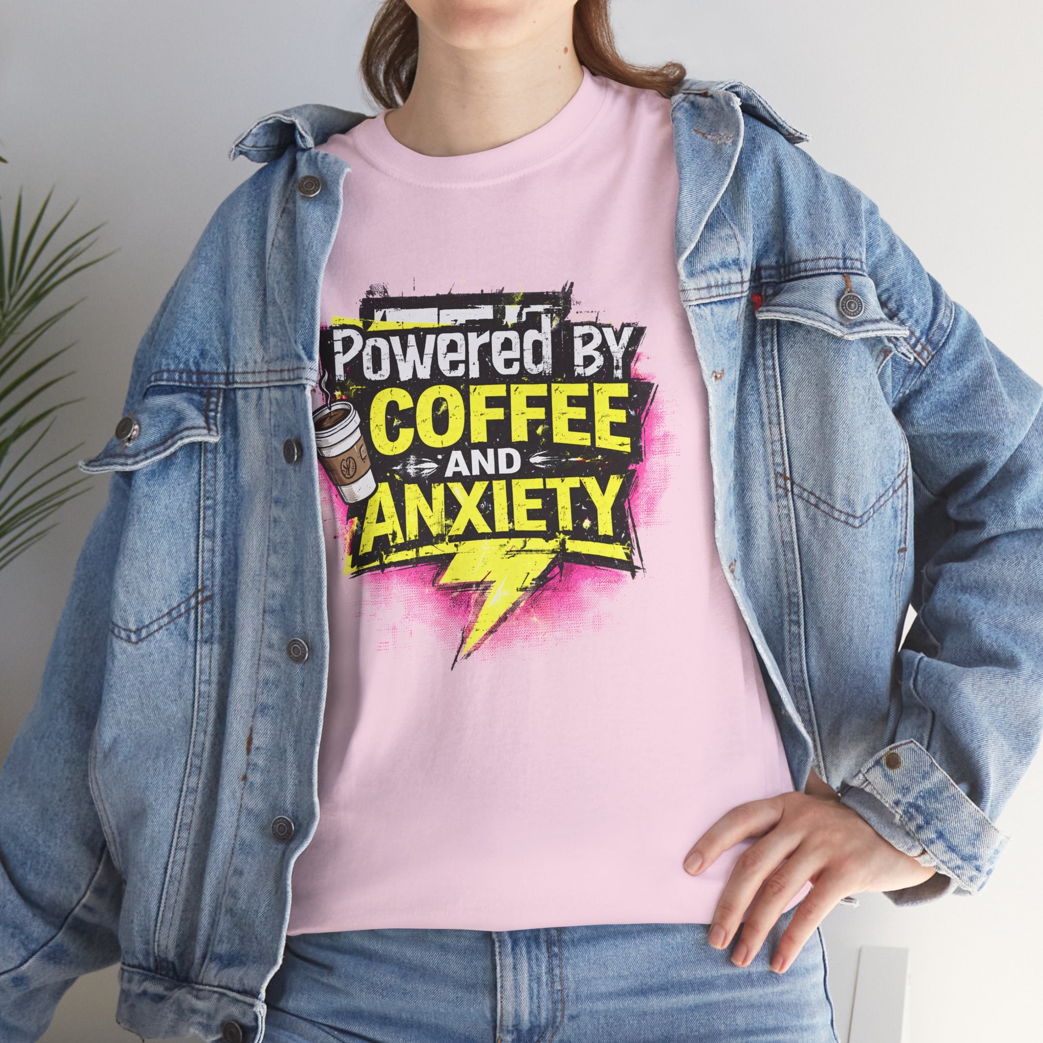 Funny Coffee & Anxiety T-Shirt — "Powered by Coffee and Anxiety" Graphic Tee