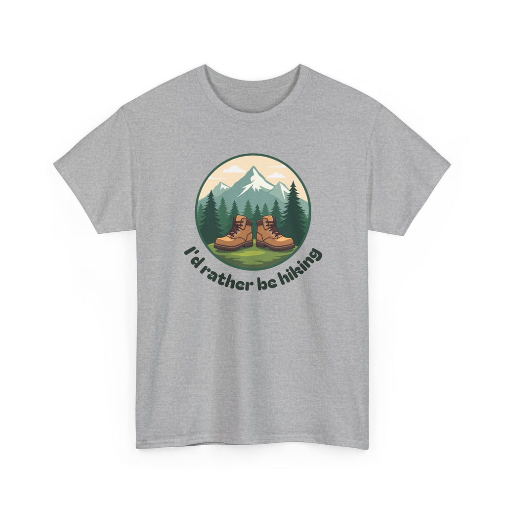 Hiking T-Shirt — 'I'd Rather Be Hiking' Mountain & Camping Graphic Tee