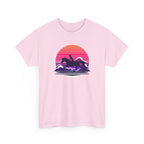 Woman Ride Horse Sunset T-Shirt — Retro Silhouette Beach Vibe Tee