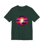 Sunset Fishing T‑Shirt — Retro Ocean Silhouette Tee Woman Fishing