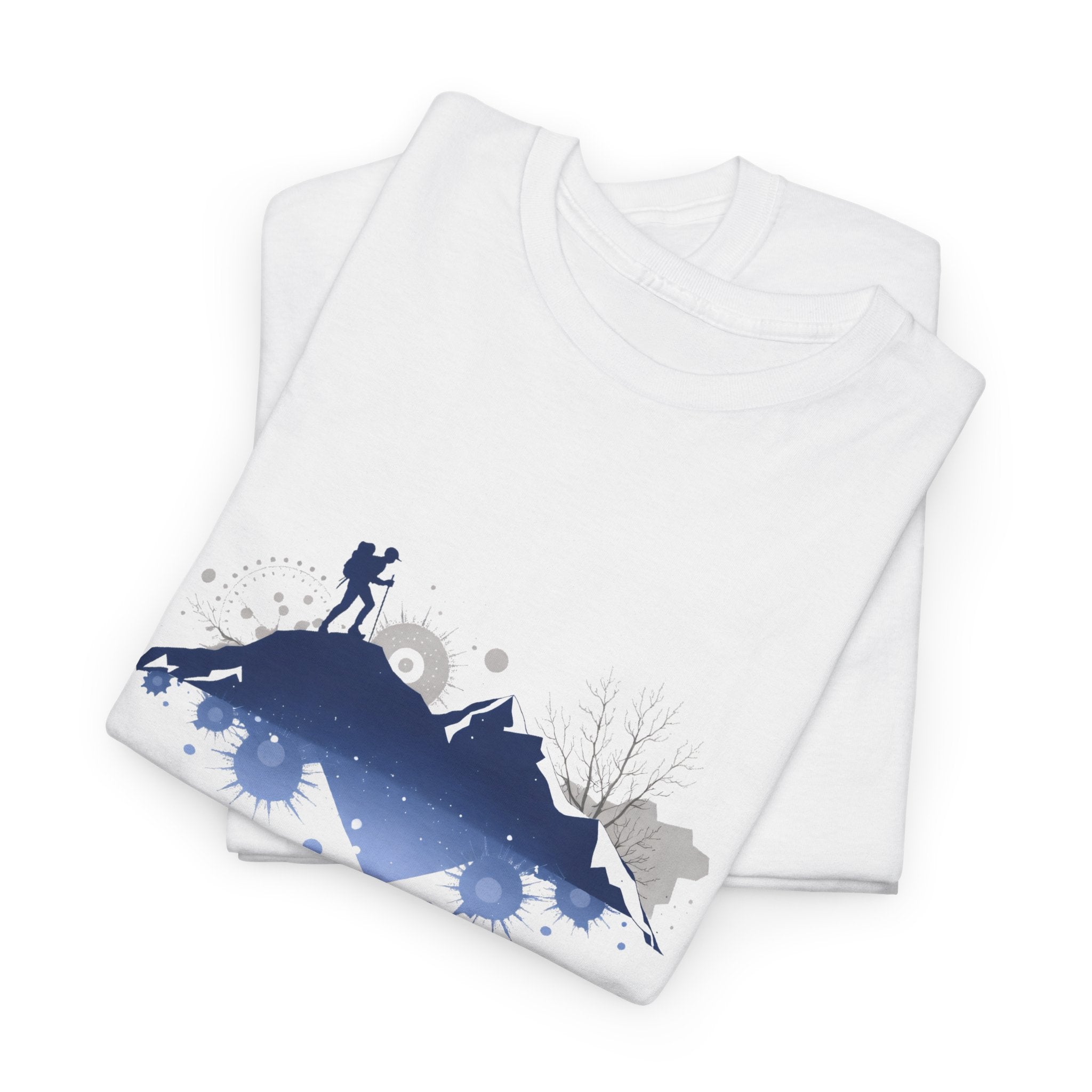 Mountain Hiker Tee — Blue Nightscape Silhouette T-Shirt
