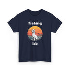 Fishing Lab T-Shirt — Retro Sunset Labrador Fishing Tee for Dog Lovers