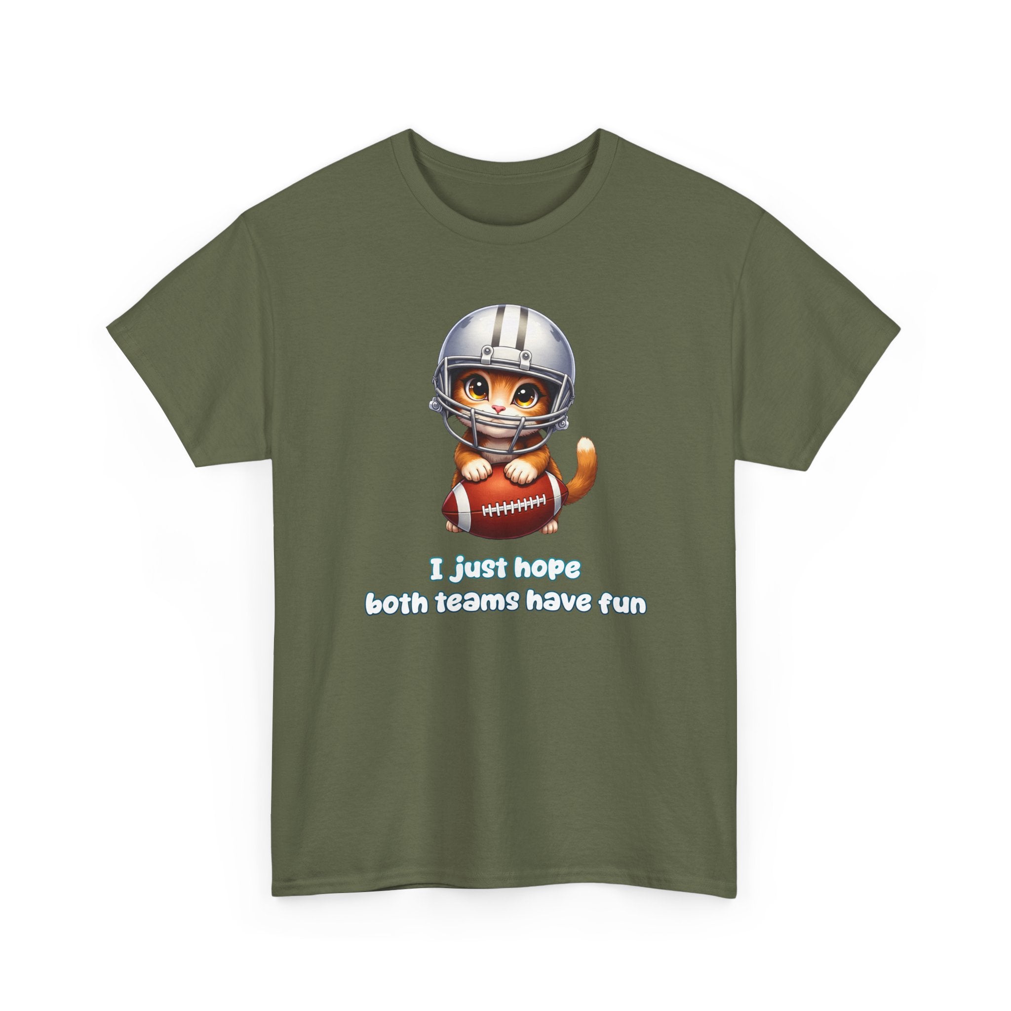 Cute Cat Football T-Shirt — "I just hope both teams have fun"