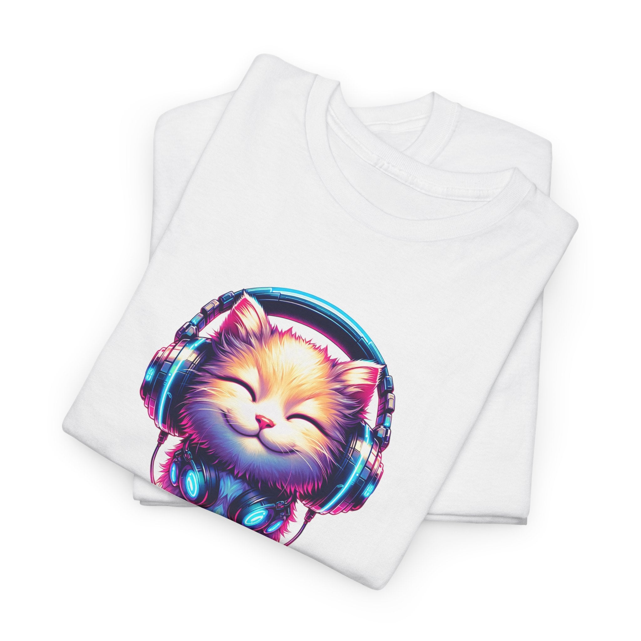 T-Shirt — "Purrfect Beats" Cat DJ Graphic Tee