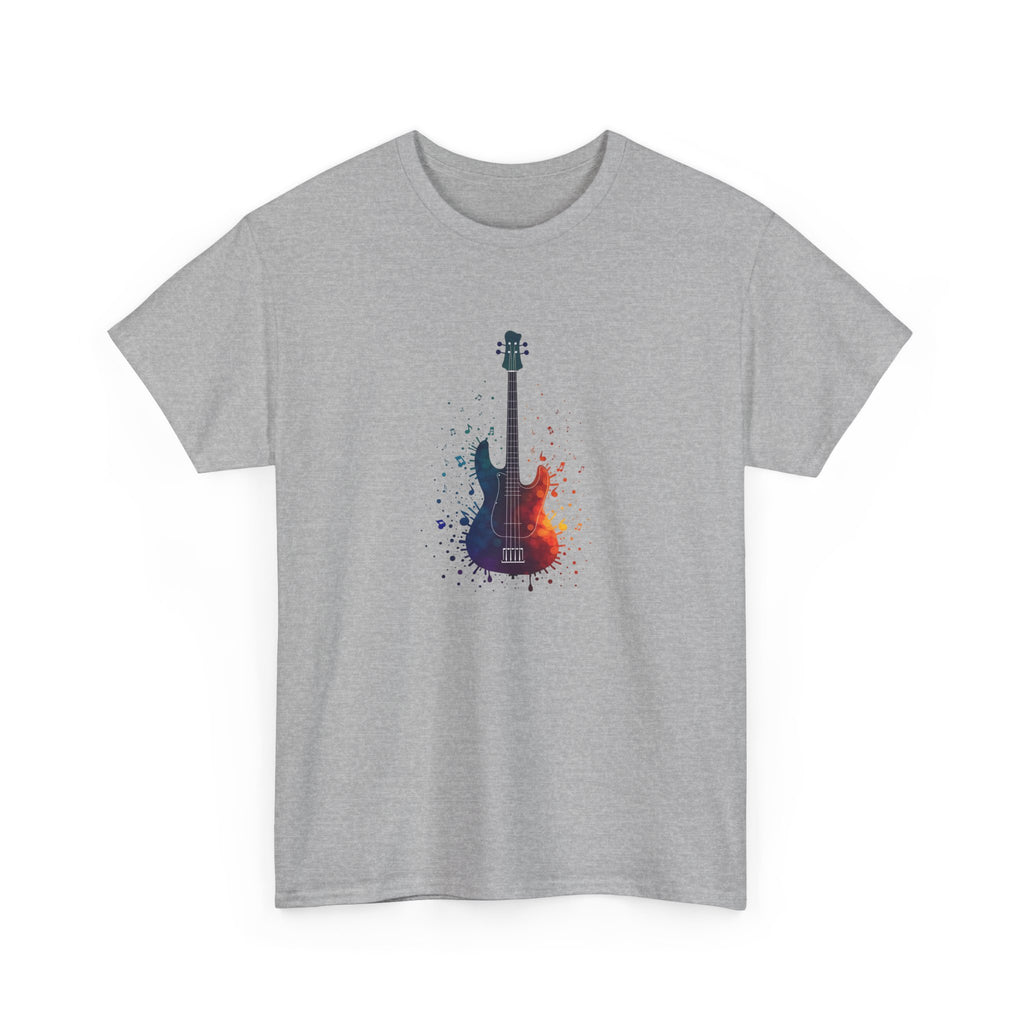 Guitar Splash T‑Shirt — Watercolor Electric Bass Guitar Music Tee