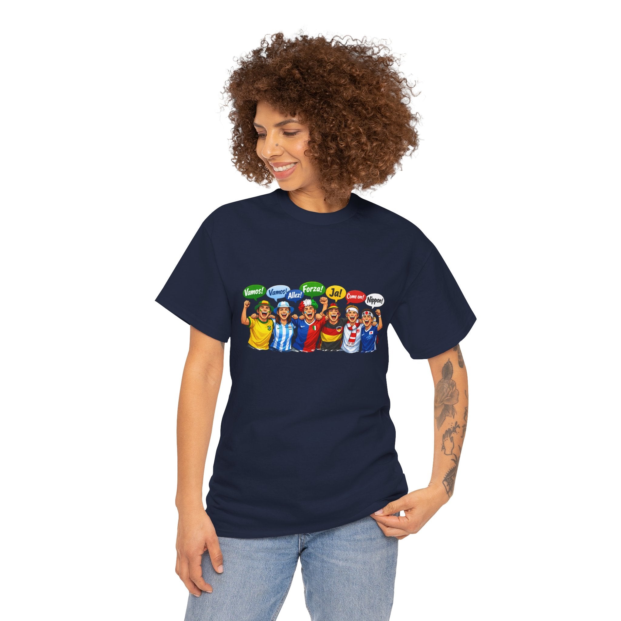 Soccer Fans Group Graphic Tee — World Cup Multinational Fans Shirt