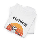 Fishing Lab T-Shirt — Retro Sunset Labrador Fishing Tee for Dog Lovers