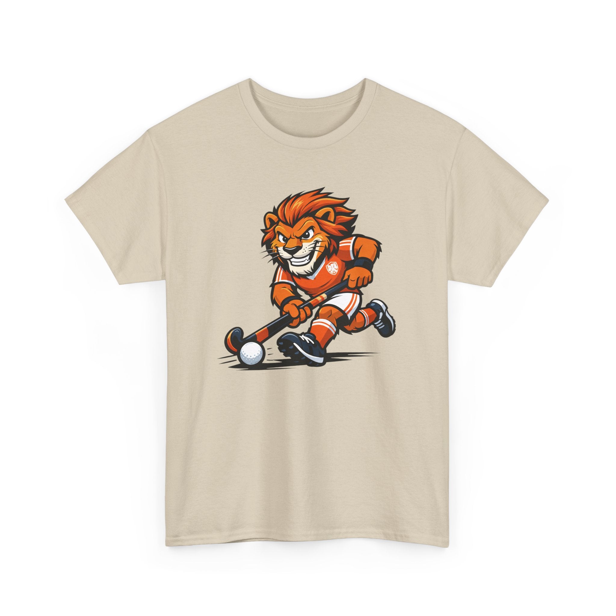 Field Hockey Lion Mascot T-Shirt — Player Cartoon Graphic Tee