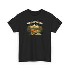 Get Outside Camping T-Shirt — Retro Mountain Tent & Campfire Tee