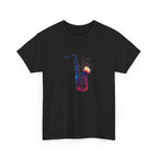 Saxophone Watercolor Tee — Artistic Jazz Instrument Shirt
