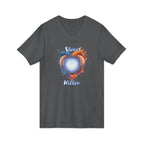 Shine Within V-Neck Tee — Heart Watercolor Splash Flame Design