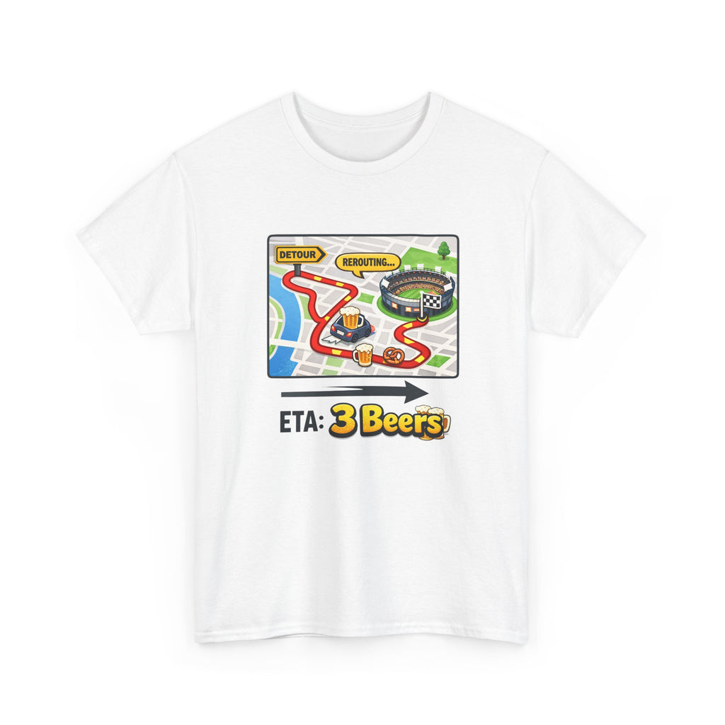 Beer Sports Trip T-Shirt — "ETA: 3 Beers" Funny Game Day Tee