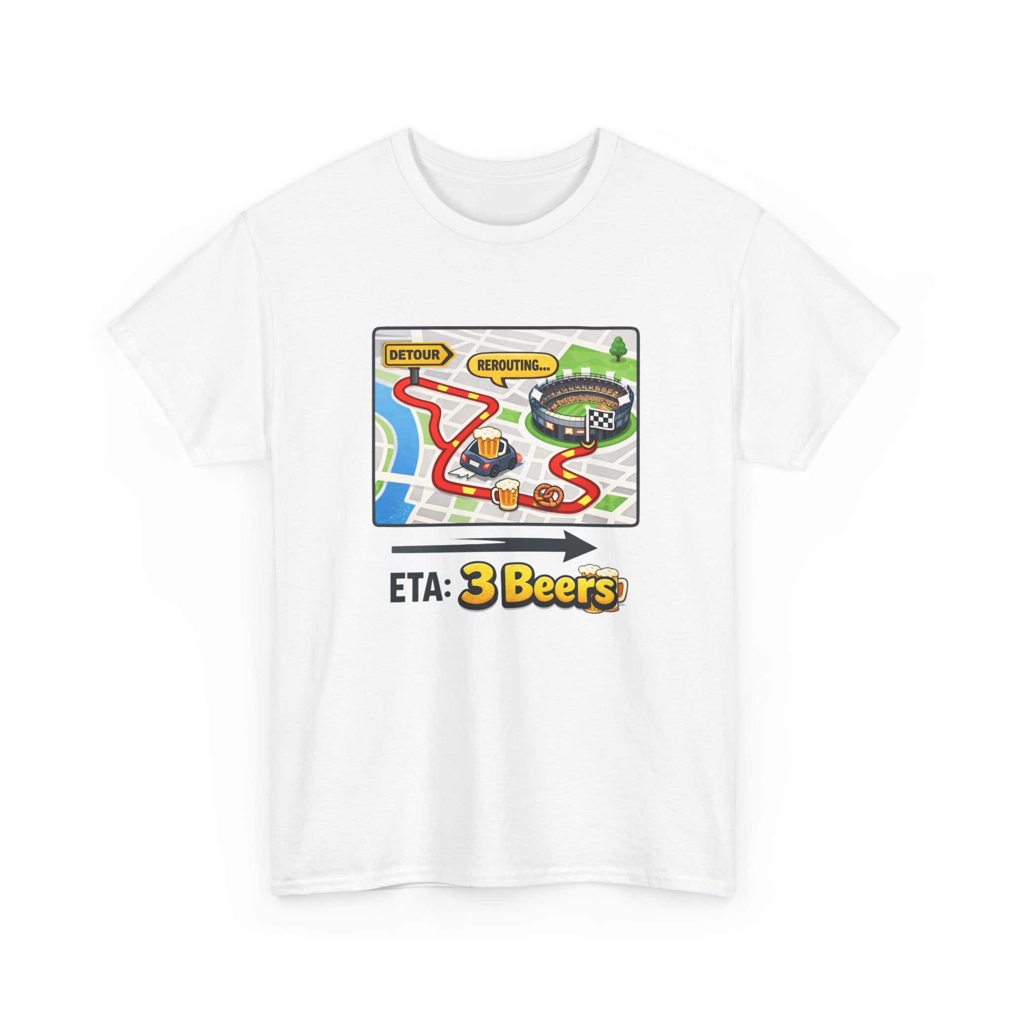 Beer Sports Trip T-Shirt — "ETA: 3 Beers" Funny Game Day Tee