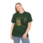 Black Cat Floral Tee - Cute Cat, Flowers & Butterflies Graphic T-Shirt