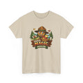 Beige t-shirt with 'Trail Magic Dealer' graphic on a white background
