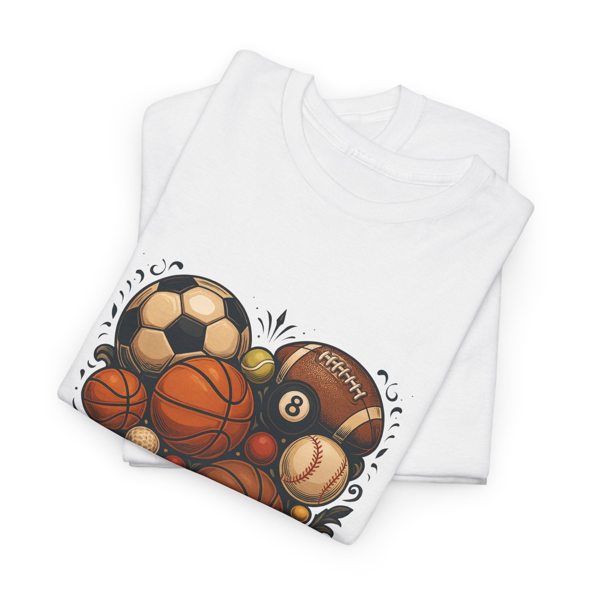 Sports Heart Graphic Tee — Basketball, Soccer & Baseball Love Shirt
