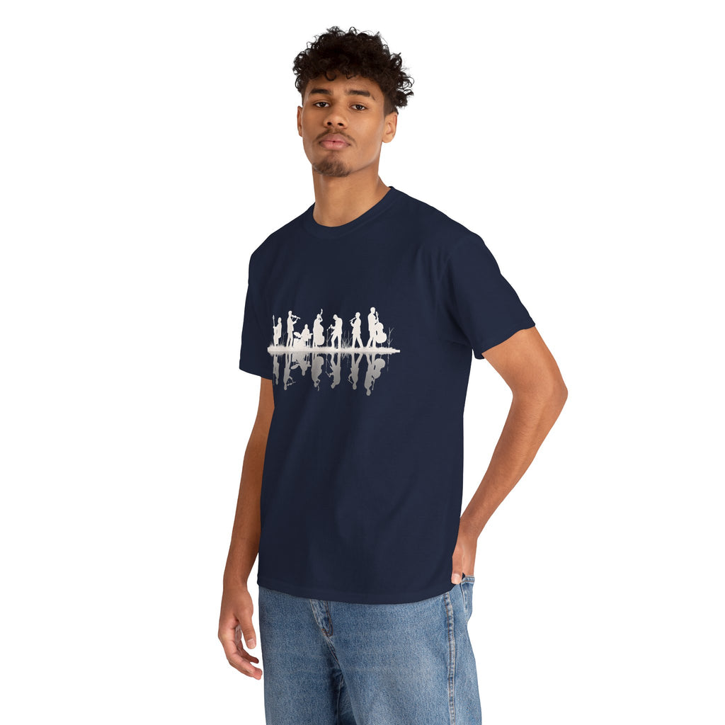 Music Band Silhouette Tee — Musicians Reflection T-Shirt