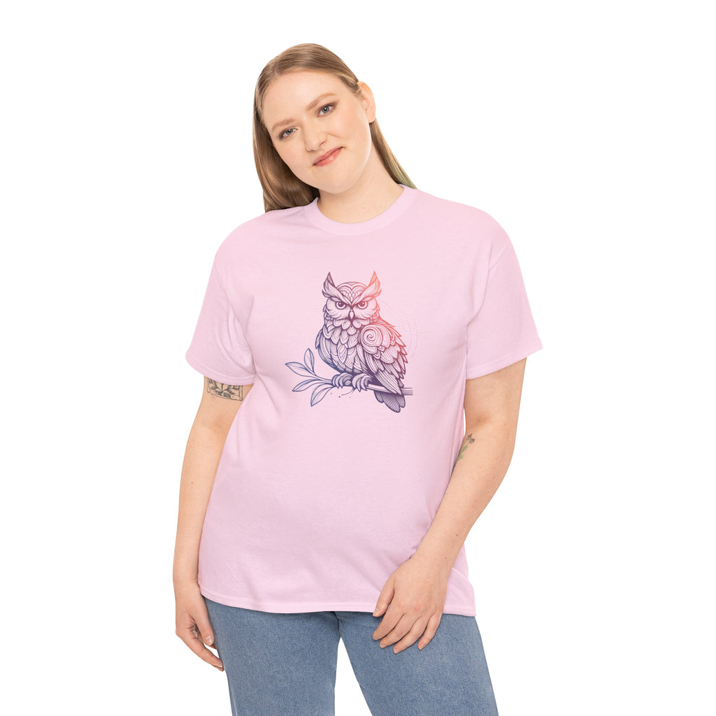 Owl Sketch Tee – Delicate Floral Line Art Graphic T-Shirt