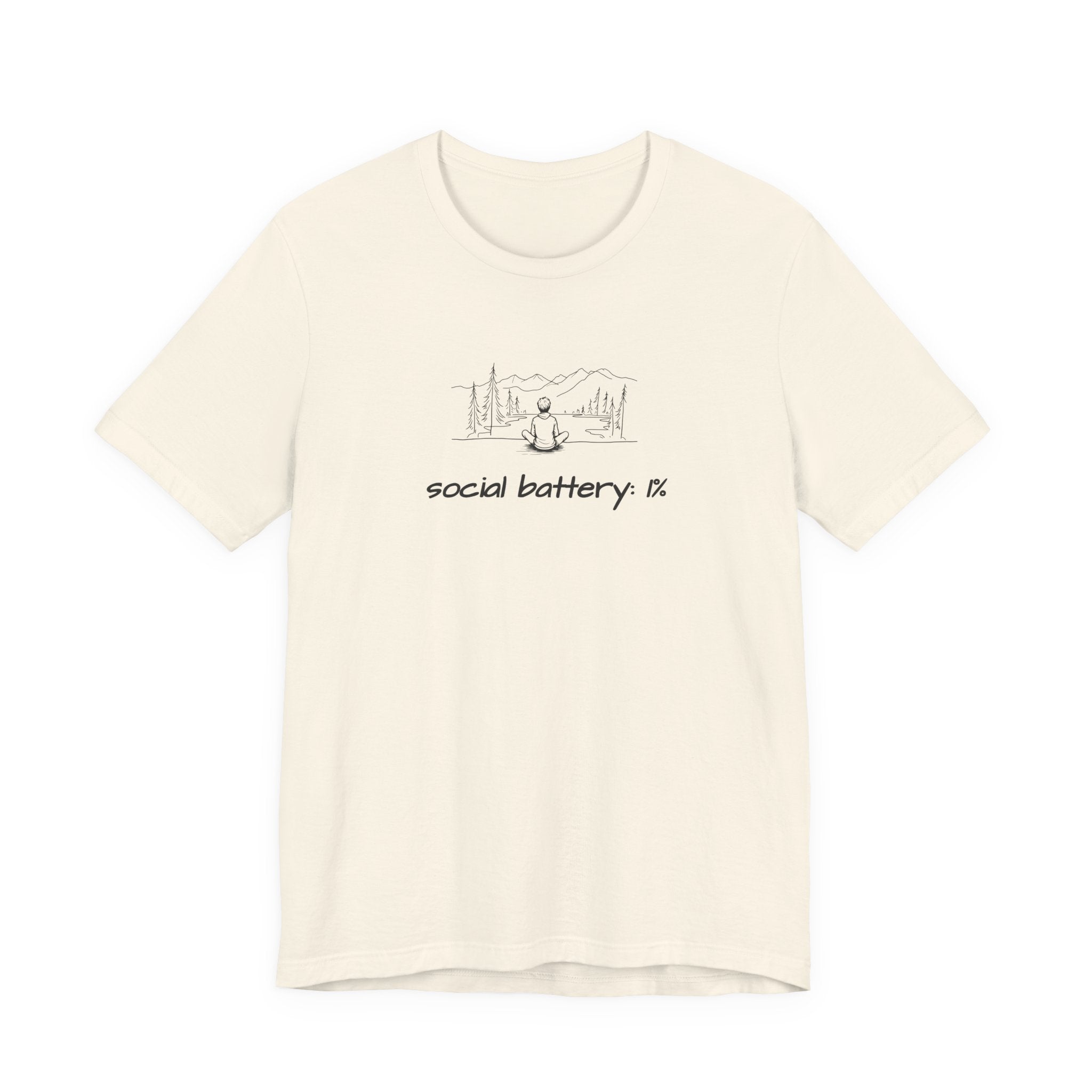 Social Battery Low T-Shirt — Minimal Nature Camping Graphic Introvert Tee