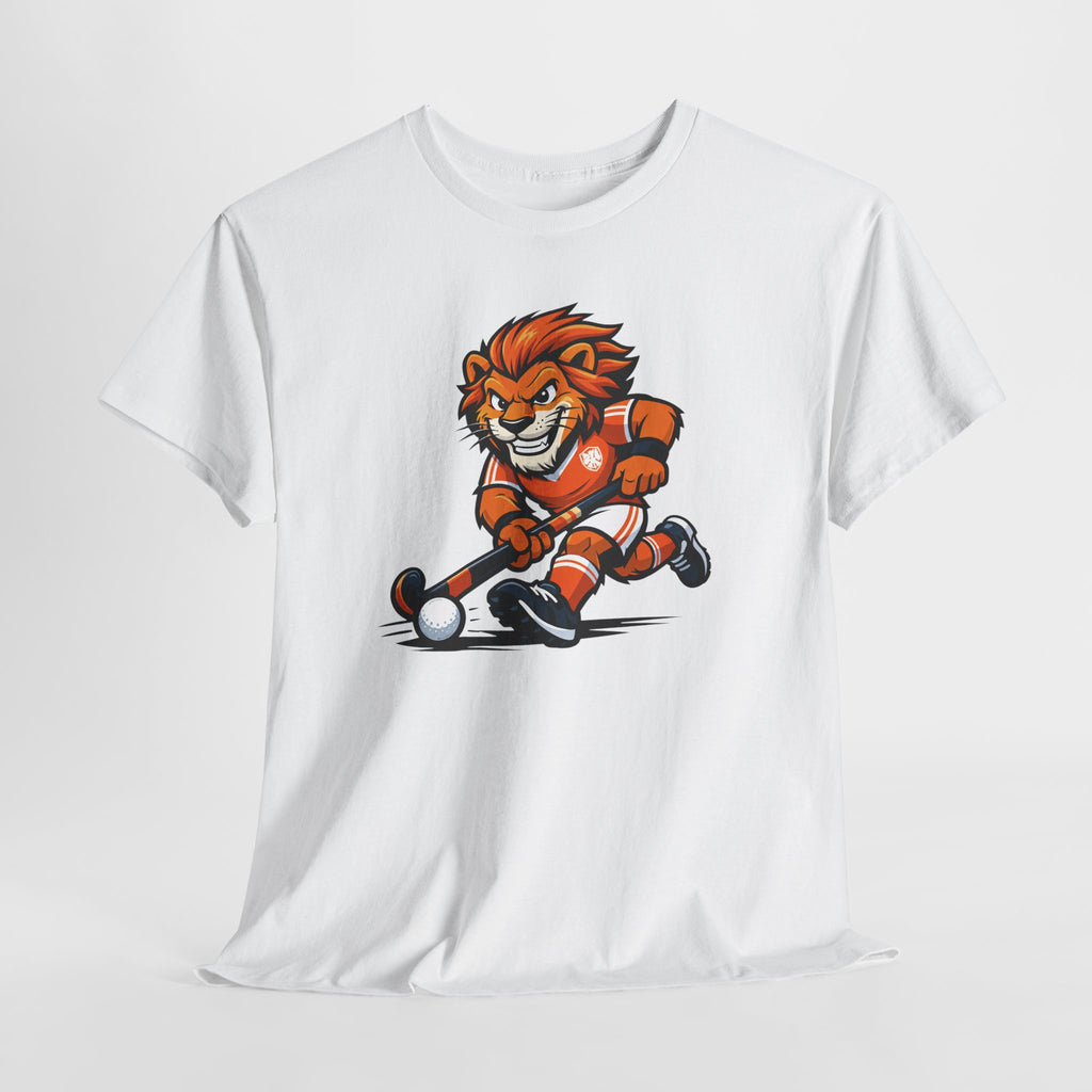 Field Hockey Lion Mascot T-Shirt — Player Cartoon Graphic Tee