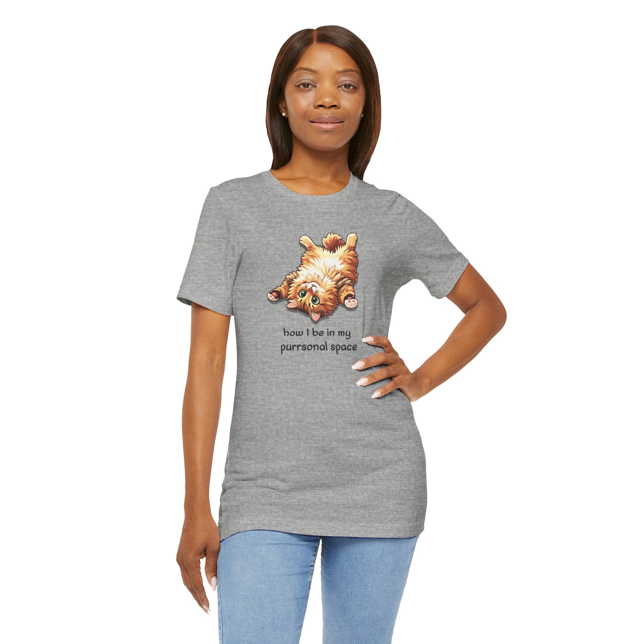 Cat Nap T‑Shirt — "How I Be In My Purrsonal Space" Cute Relaxed Cat Graphic Tee
