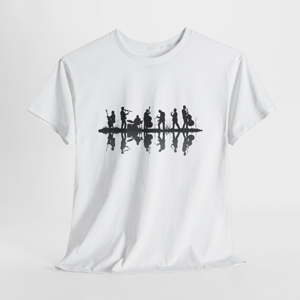 Music Band Silhouette Tee — Musicians Reflection T-Shirt
