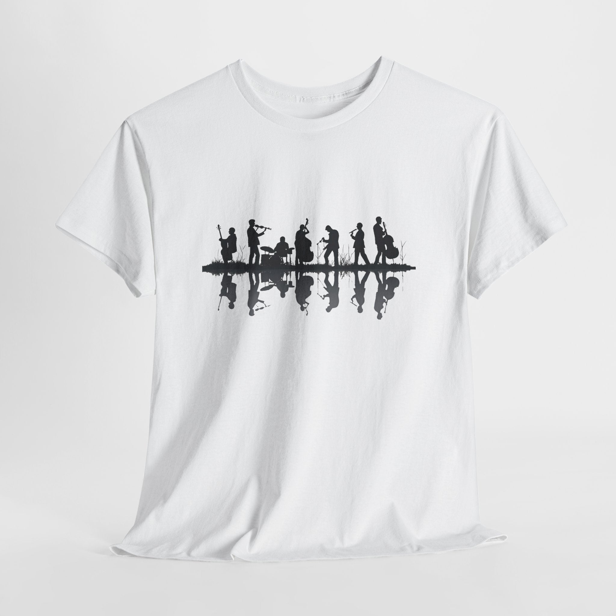 Music Band Silhouette Tee — Musicians Reflection T-Shirt