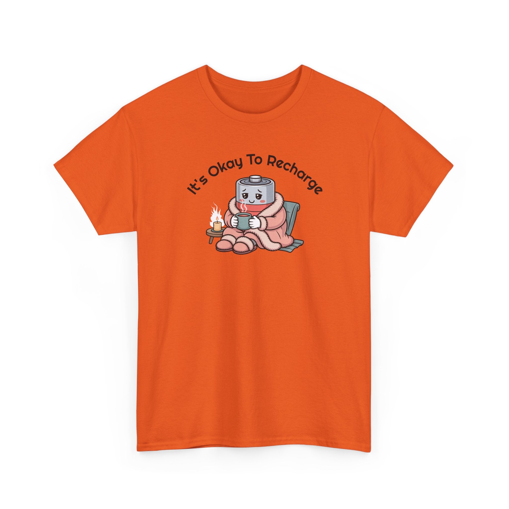 It's Okay to Recharge T-Shirt — Relaxing Self-Care Tee with Cute Battery Design