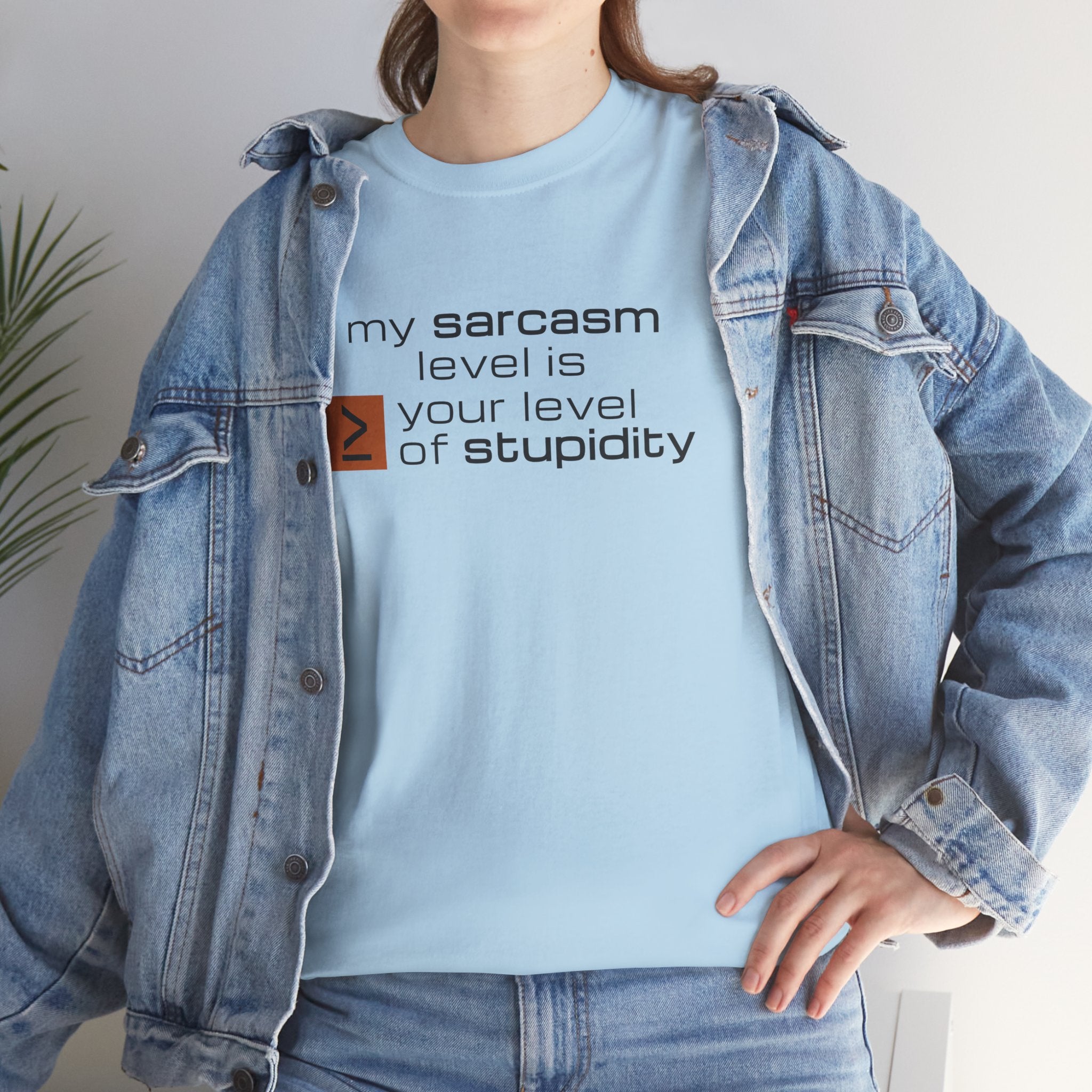 Sarcastic Humor T‑Shirt - My Sarcasm Level Is Greater Than Equal To Your Level of Stupidity