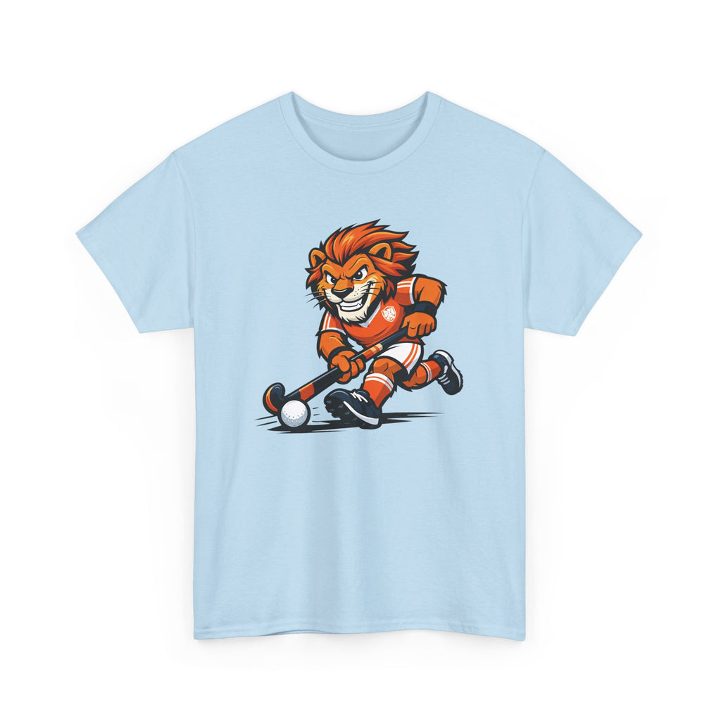 Field Hockey Lion Mascot T-Shirt — Player Cartoon Graphic Tee