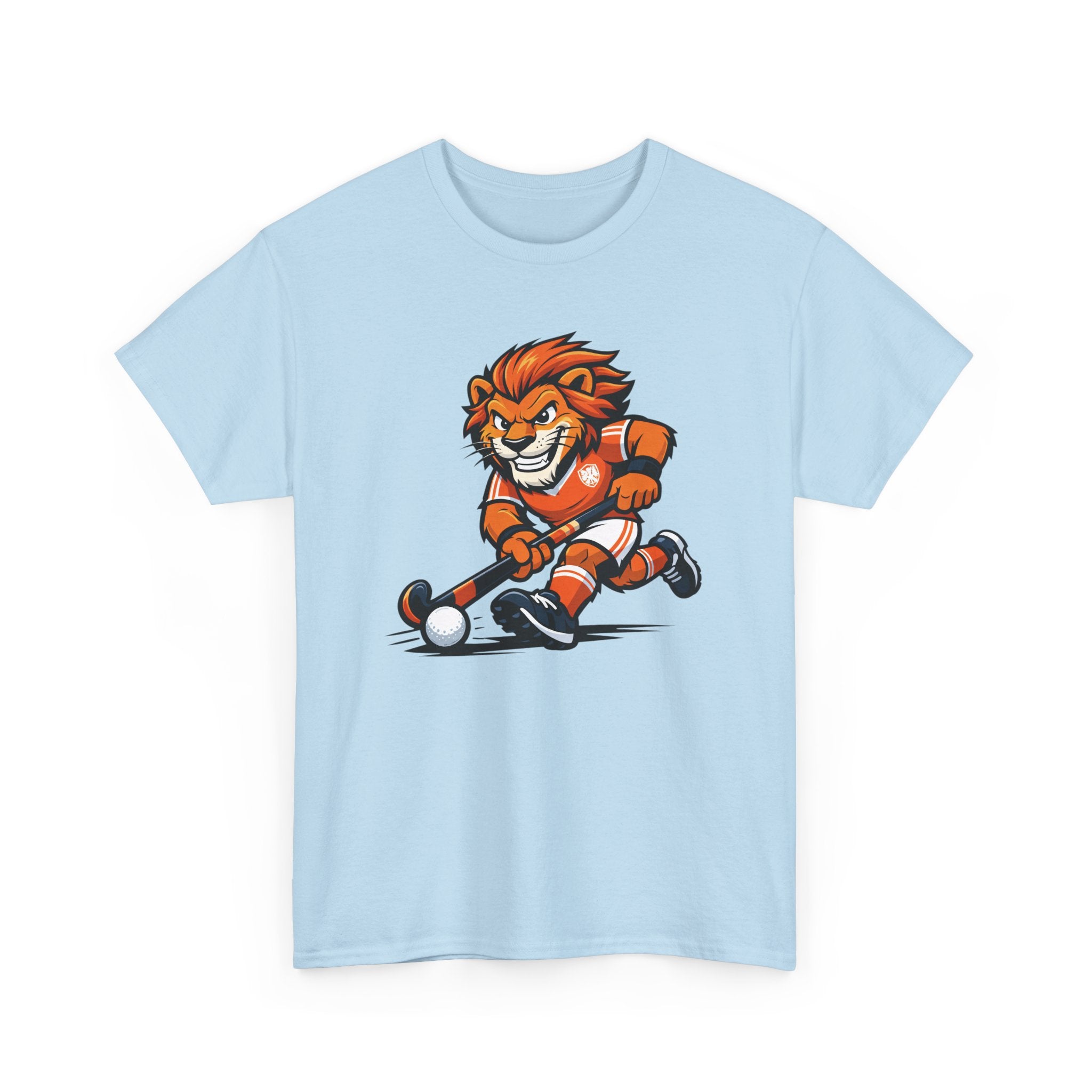 Field Hockey Lion Mascot T-Shirt — Player Cartoon Graphic Tee