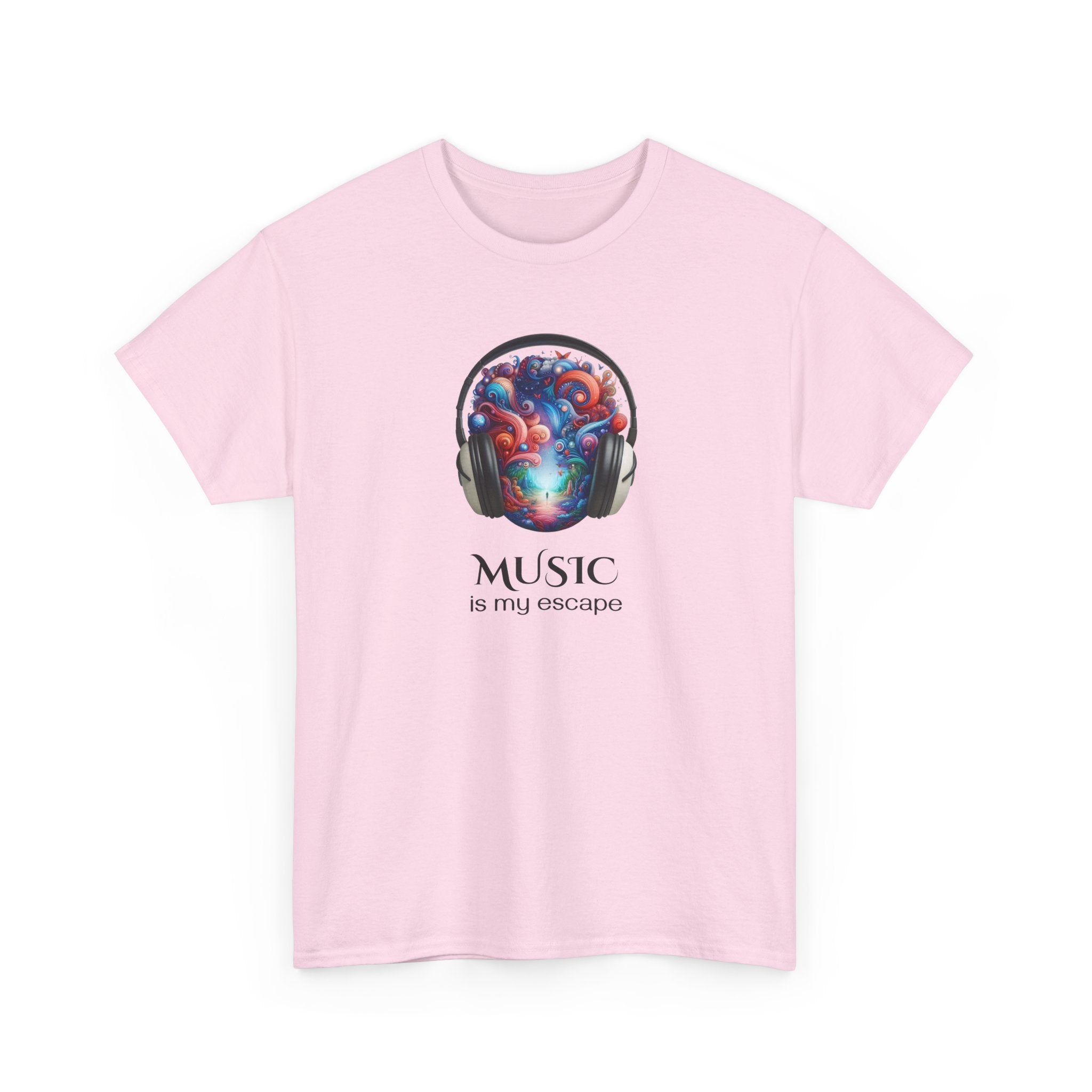 Music Is My Escape T-Shirt — Colorful Headphone Art Tee