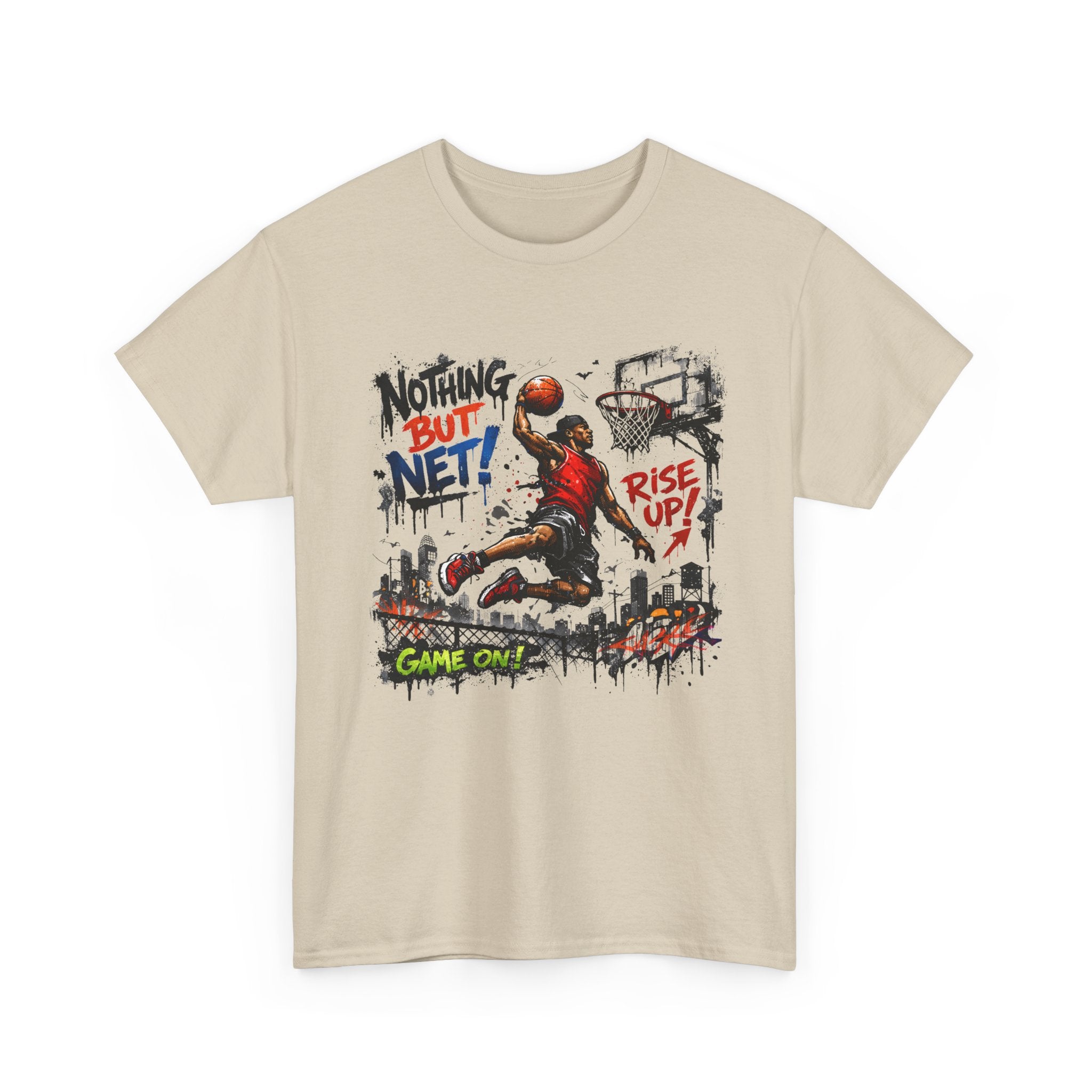 Basketball Dunk Tee — "Nothing But Net! Rise Up" Graphic Street Basketball T‑Shirt