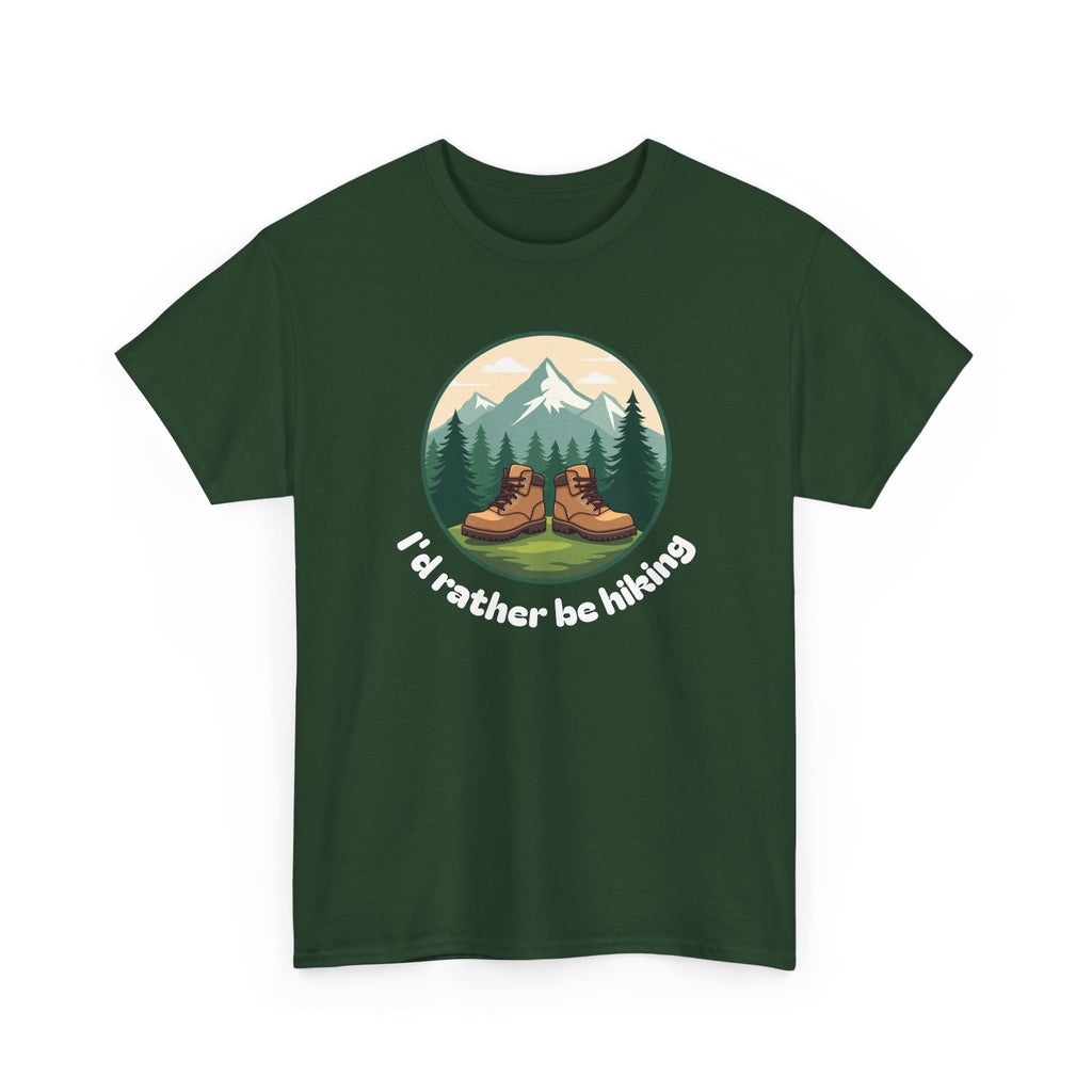 Hiking T-Shirt — 'I'd Rather Be Hiking' Mountain & Camping Graphic Tee