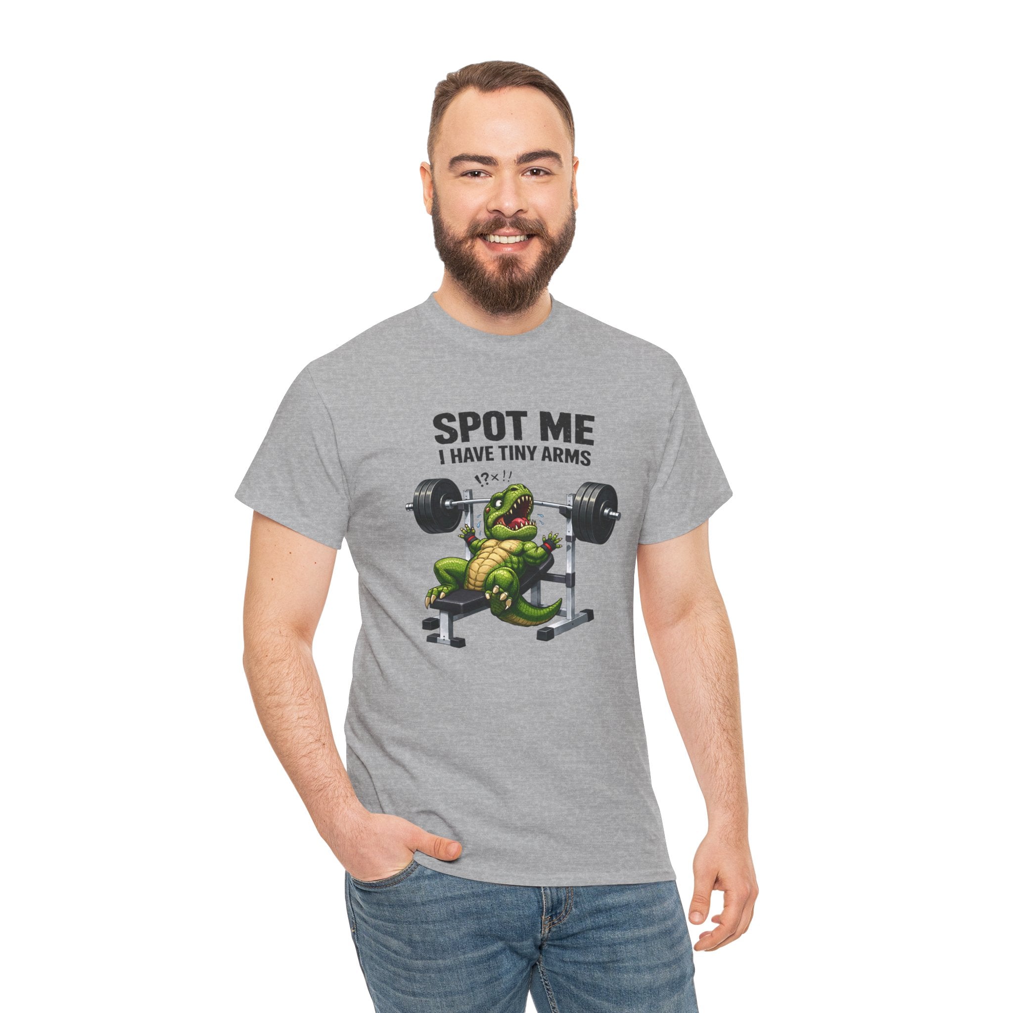 Spot Me I Have Tiny Arms T-Shirt — Funny T Rex Dino Gym Tee