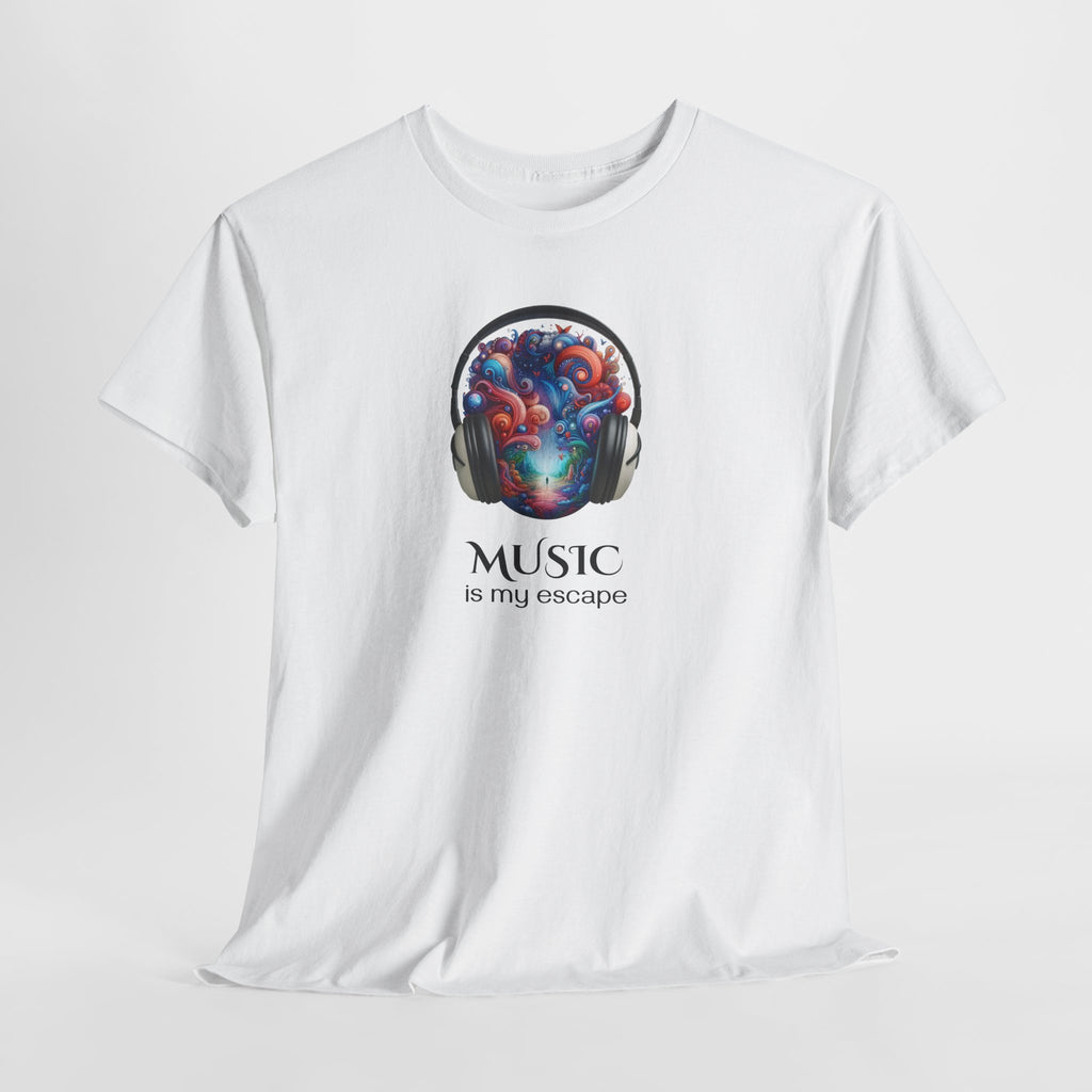 Music Is My Escape T-Shirt — Colorful Headphone Art Tee