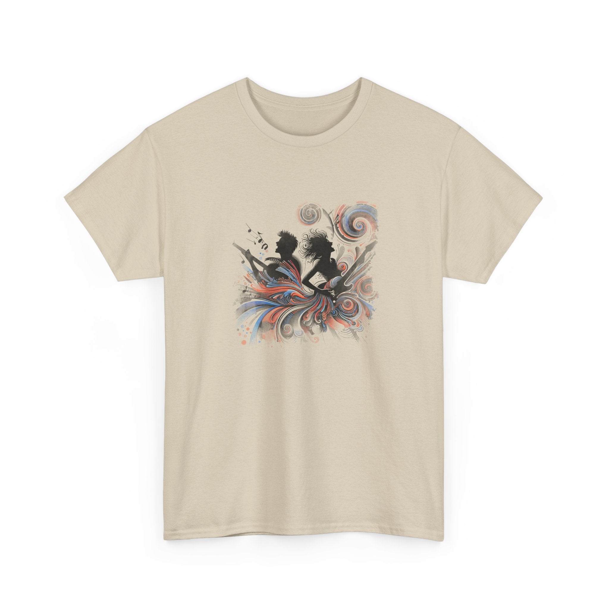 Silhouette Musicians Tee - Artistic Swirl Music Graphic Shirt