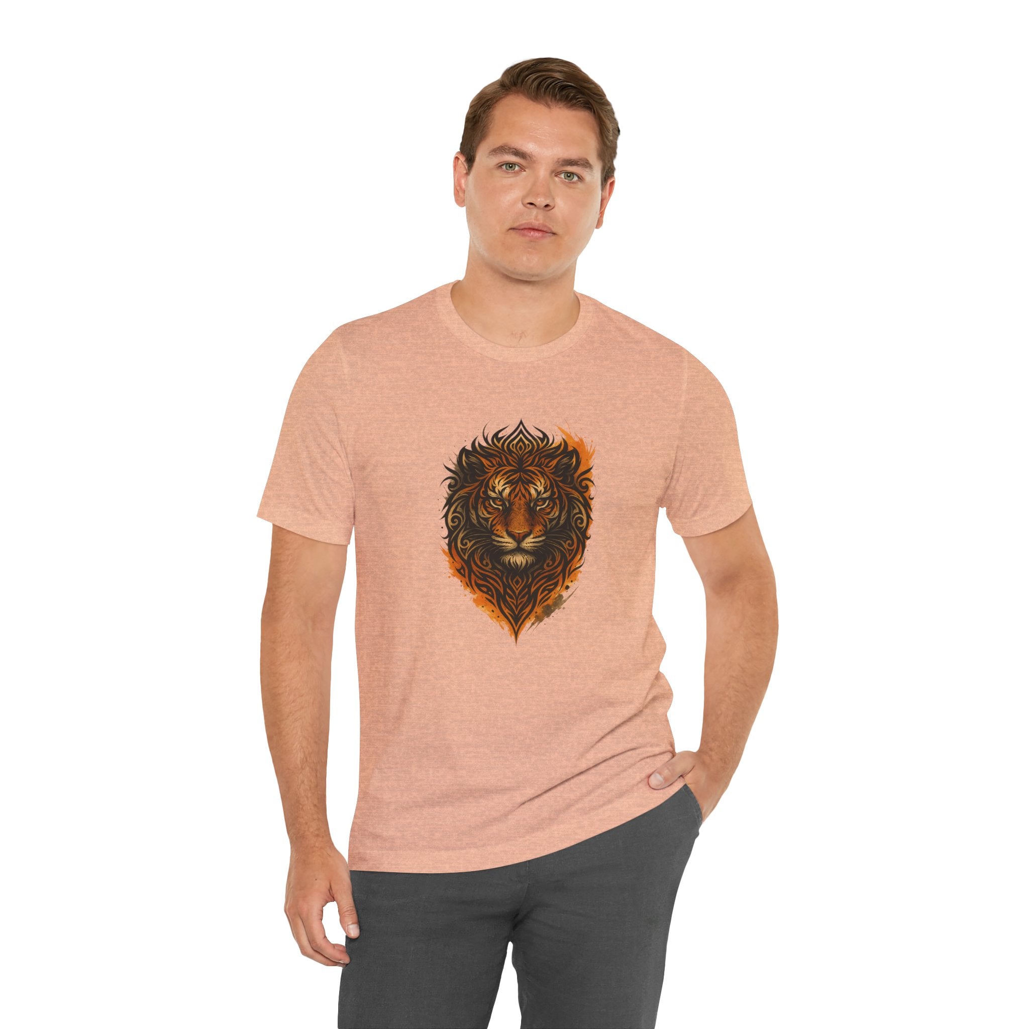 Tiger Flame Graphic T-Shirt — Tribal Tiger Head Design
