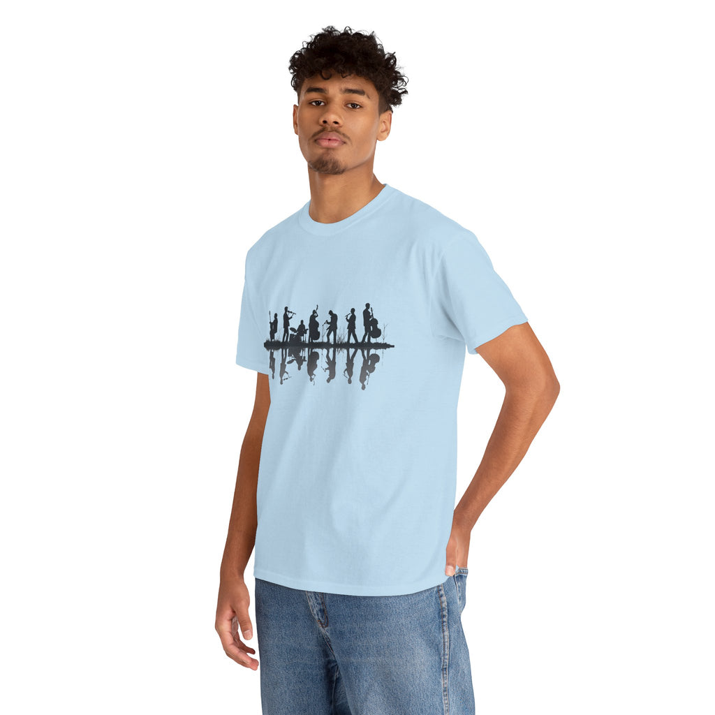 Music Band Silhouette Tee — Musicians Reflection T-Shirt