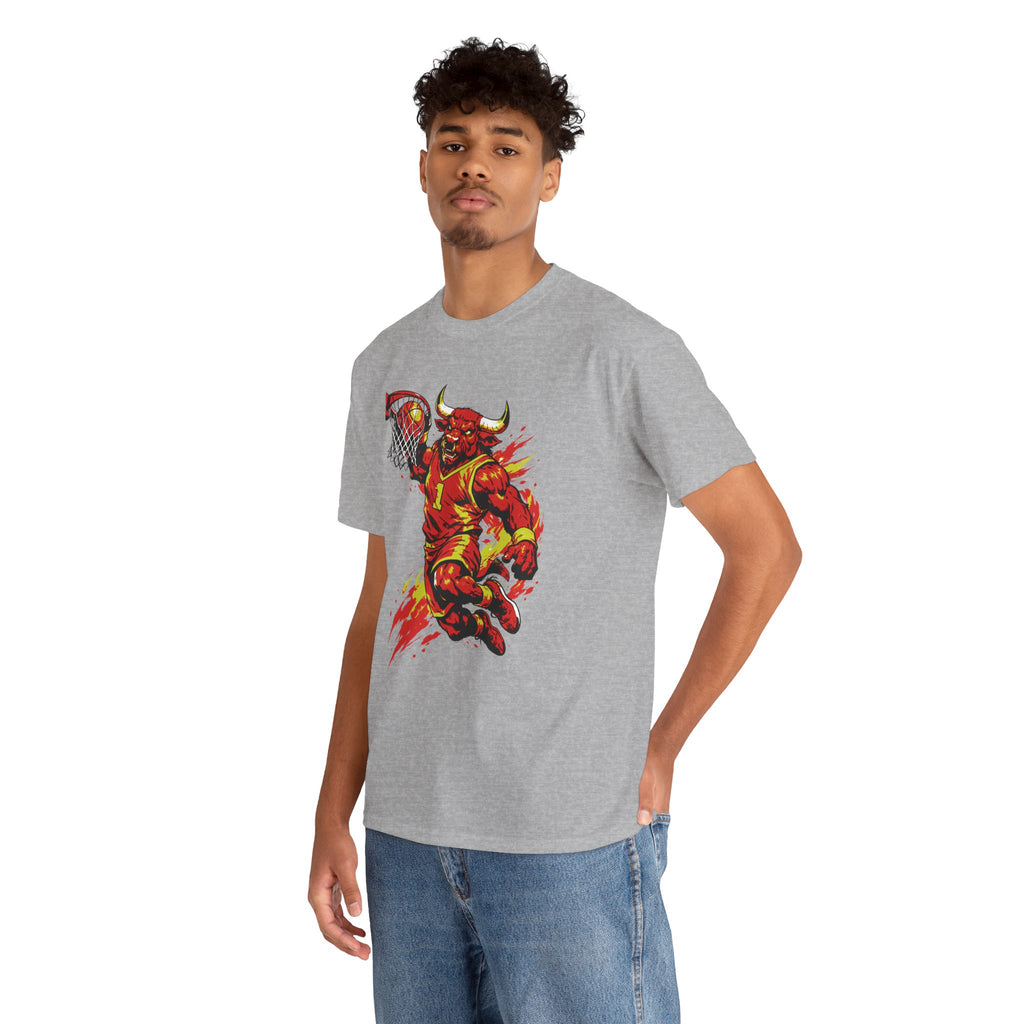 Basketball Bull Graphic Tee — Fierce Red Basketball Player Shirt
