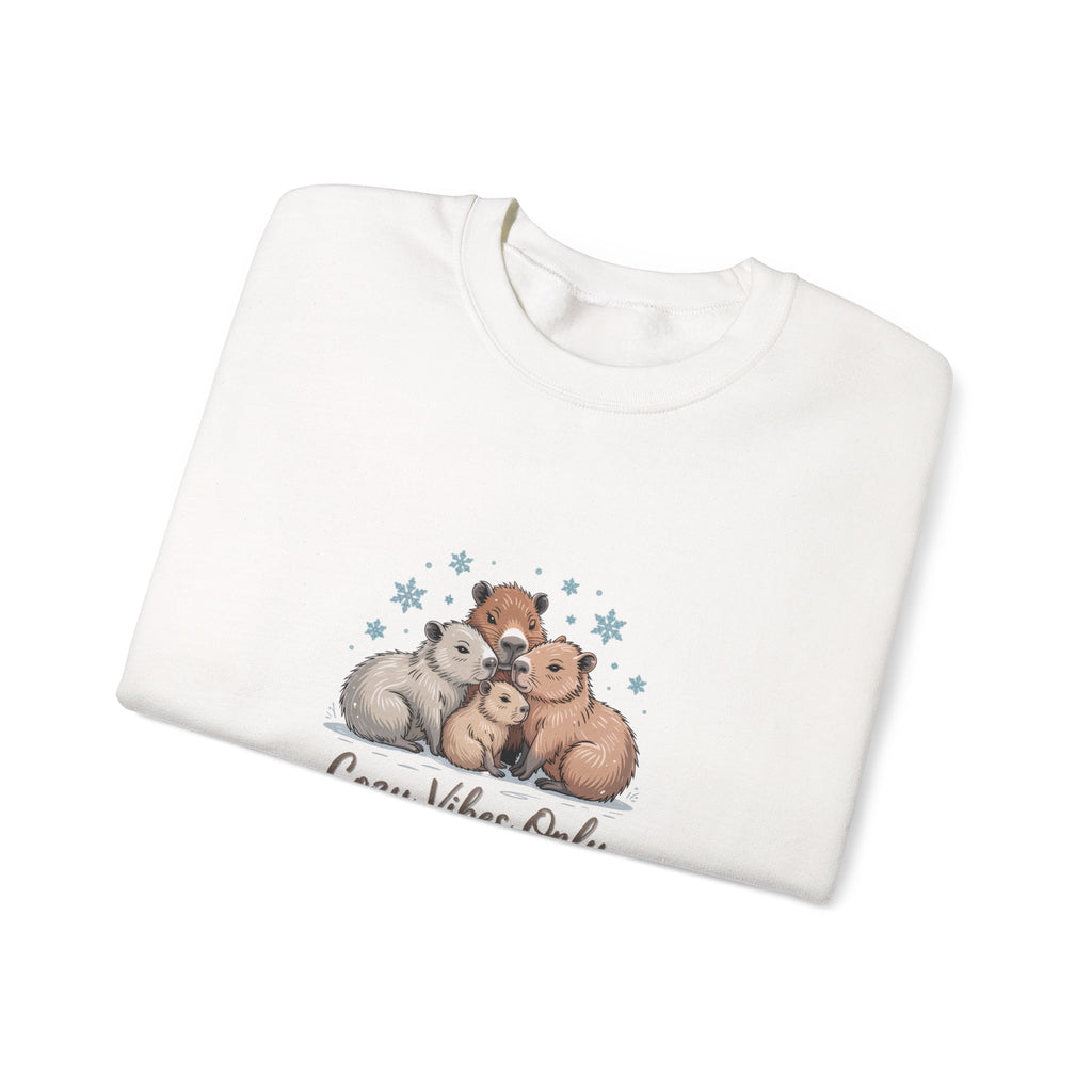 Cozy Vibes Only Sweatshirt — Cute Hugging Capybaras Crewneck