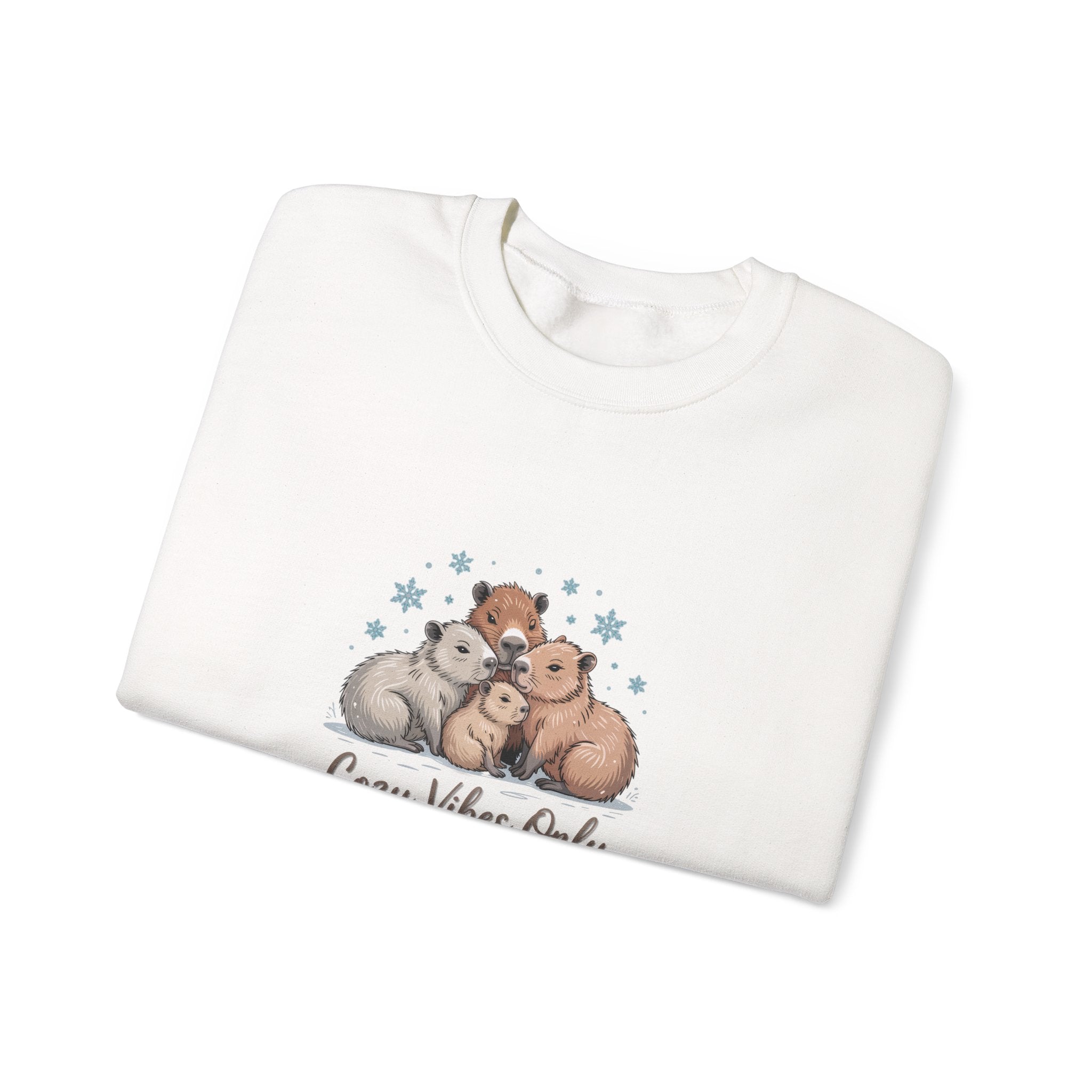 Cozy Vibes Only Sweatshirt — Cute Hugging Capybaras Crewneck
