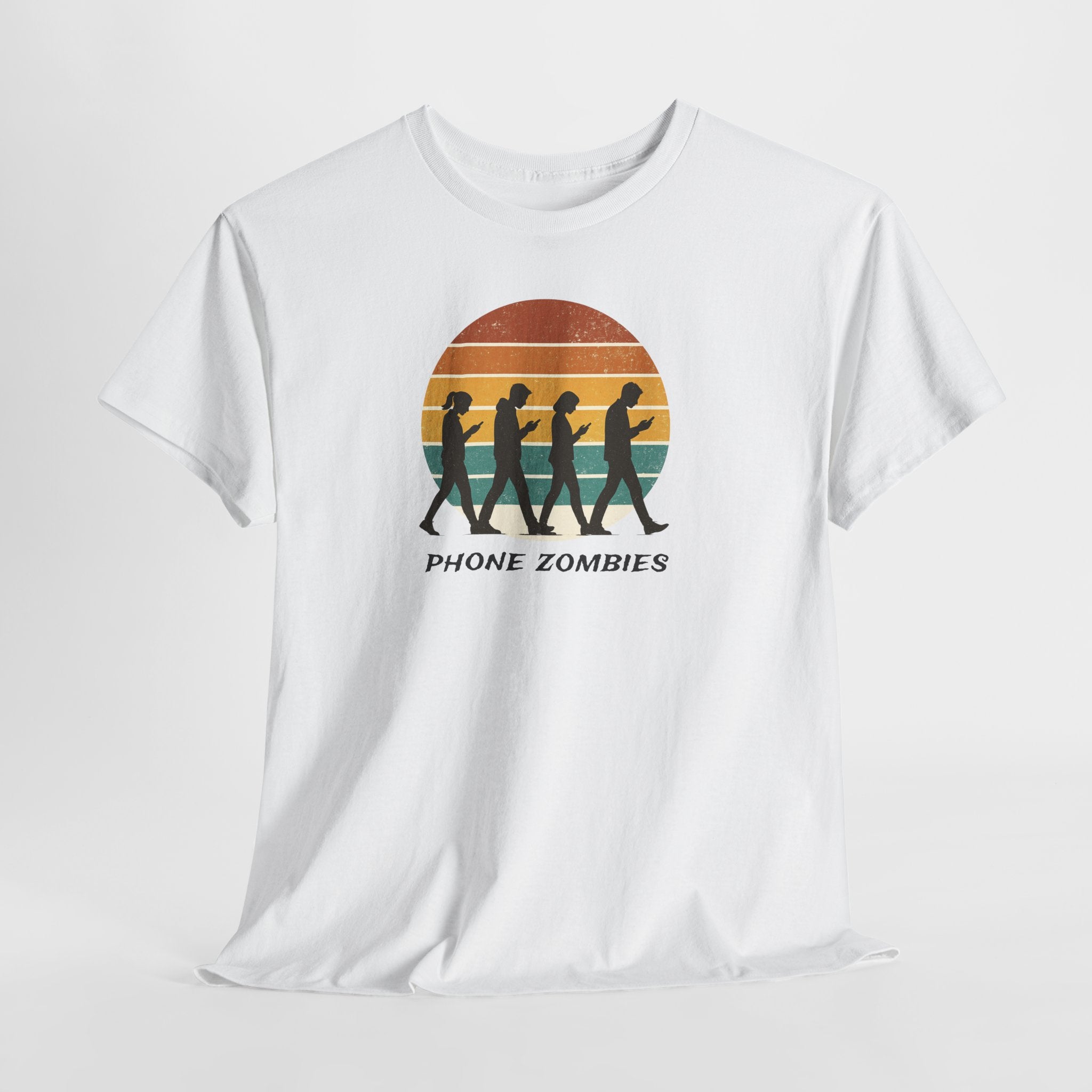 Retro Walking Silhouette T‑Shirt - Smartphone Zombies